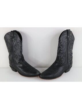 Vintage 90s Streetwear Mens 11 EE Tribal Western Leather Cowboy Boots Black USA